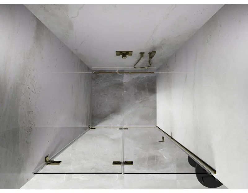 Mexen, Mexen Lunar-F skladacie ľavé sprchové dvere 75 cm, transparentné, zlaté - 836-075-000-50-00-L
