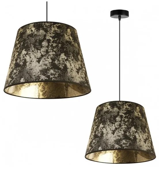 Závesné svietidlo Werona 2, 1x čierne/zlaté textilné tienidlo, g, s