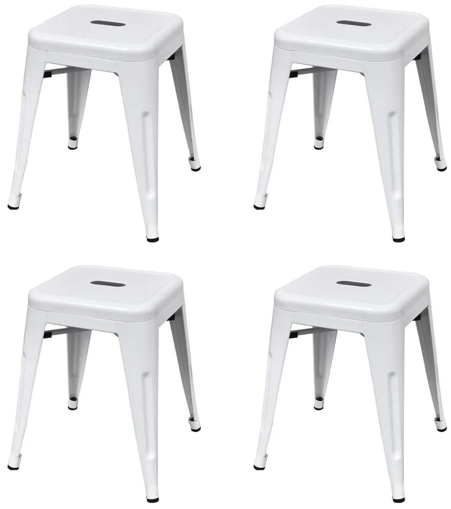 vidaXL Stohovateľné stoličky 4 ks, biele, oceľ