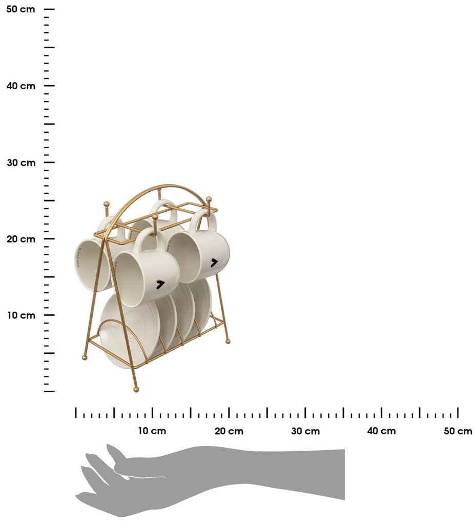 Kameninový hrnček so stojanom Floral 170 ml sada 4+4ks