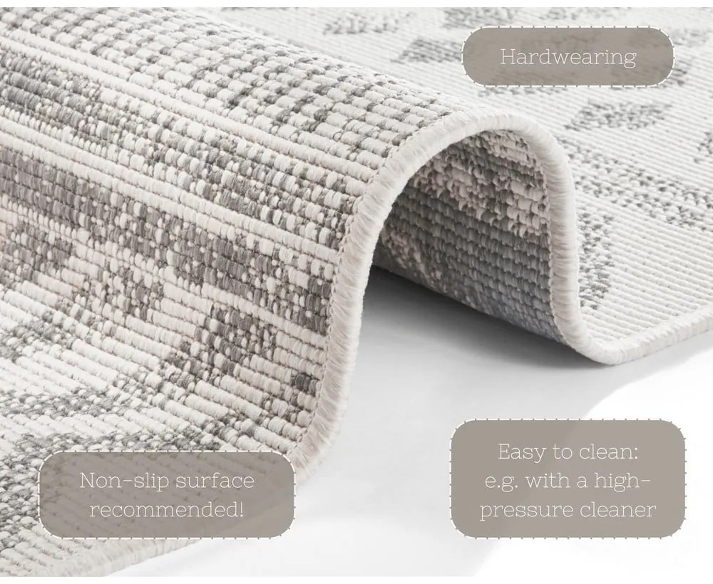 Sivo-krémový vonkajší koberec NORTHRUGS Biri, 80 x 150 cm