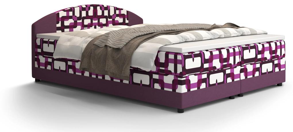 Manželská posteľ Boxspring 180 cm Orlando Comfort (vzor + fialová) (s matracom a úložným priestorom). Vlastná spoľahlivá doprava až k Vám domov. 1056261