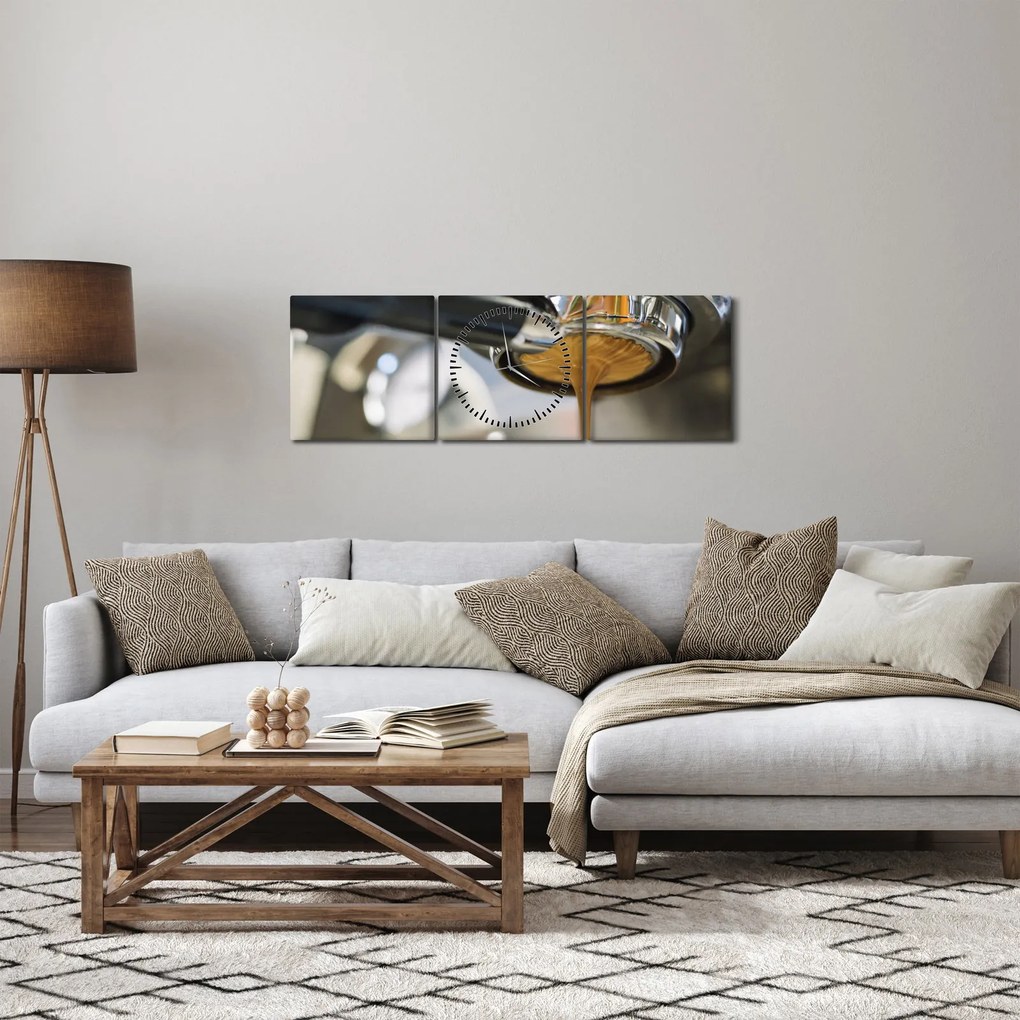Obraz - espresso (s hodinami) (90x30 cm)