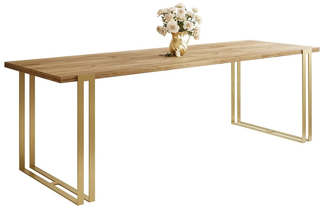 Jedálensky rozkladací stôl KALEN zlatý remeselný dub Rozmer stola: 160/260x90cm