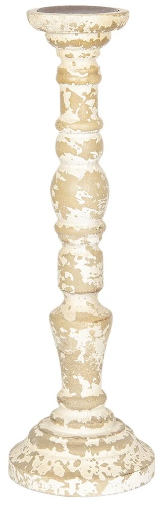 Drevený svietnik s patinou - Ø 15 * 47 cm