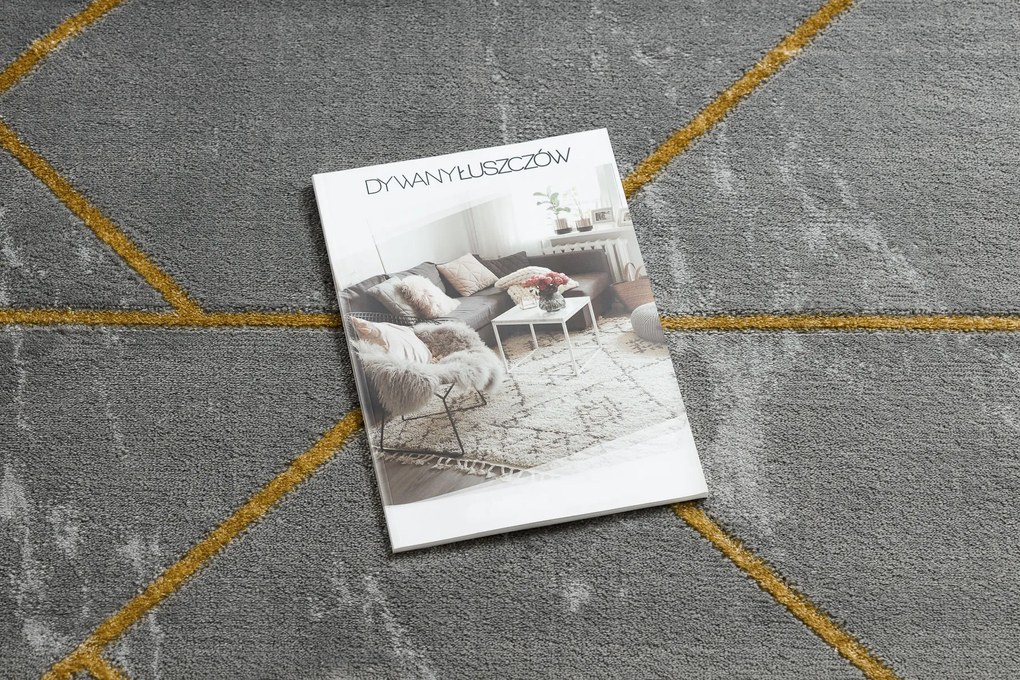 Koberec EMERALD exkluzívne 1012 glamour, štýlový geometrický, mramor sivo / zlatý