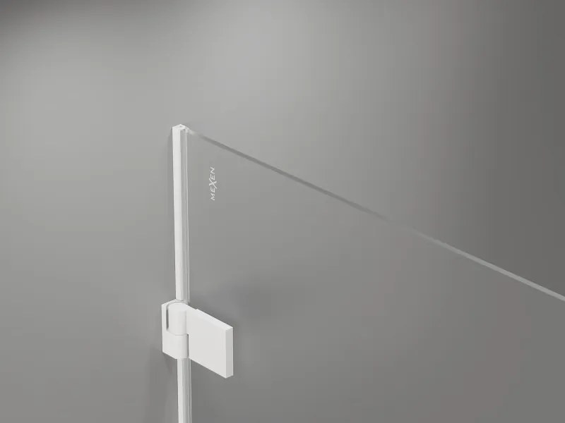 Mexen Lunar-B, výklopný sprchový kút ľavý 70 x 70 cm, 8mm číre sklo, biely profil, 832-070-070-20-00-L