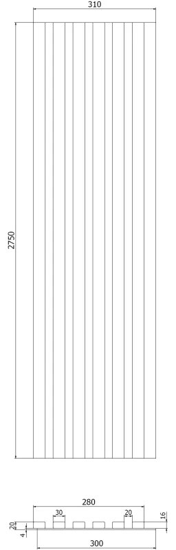 Mexen Lam-B, akustické stenové lamely 275 × 30 cm, HDF doska 4 mm, technická dyha, orech prírodný, S100-275307-3015-016