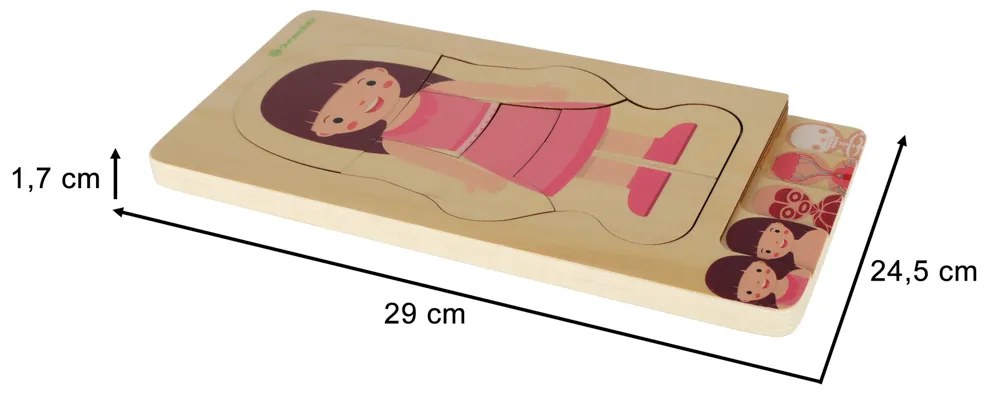 KIK Drevené vrstvené puzzle body building montessori dievča