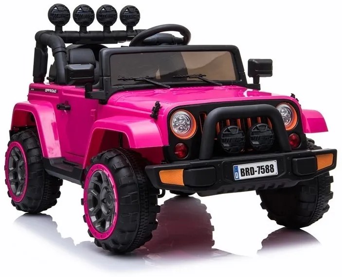 LEAN CARS Elektrické autíčko - Jeep BRD-7588 4x4 - ružové - 4x45W - 1x12V10Ah - 2024