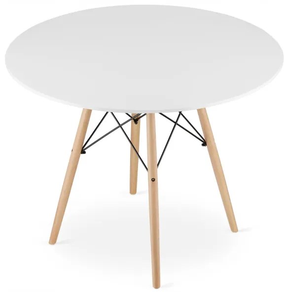 Jedálenský stôl TODI biely 100 cm so štyrmi stoličkami OSAKA sivé