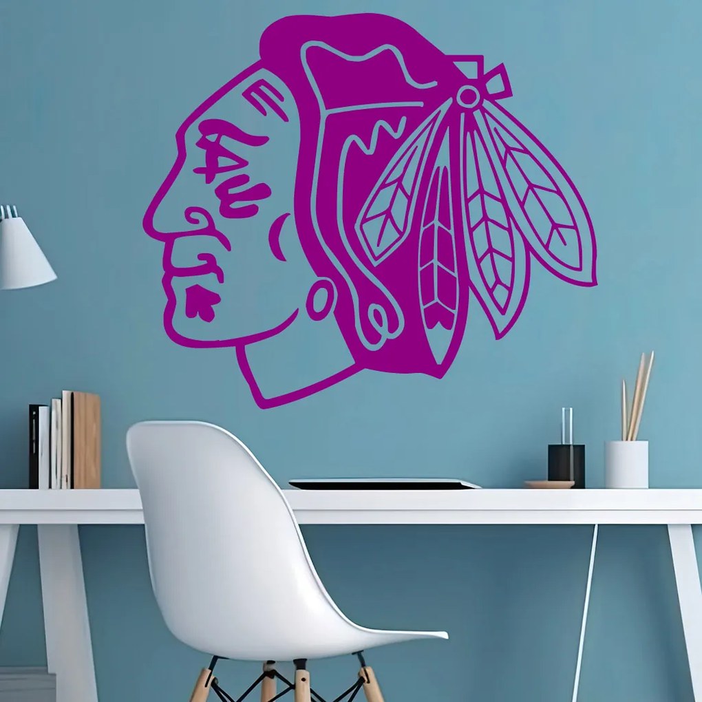 Veselá Stena Samolepka na stenu na stenu Hokejový tím Chicago Blackhawks Farba: černá
