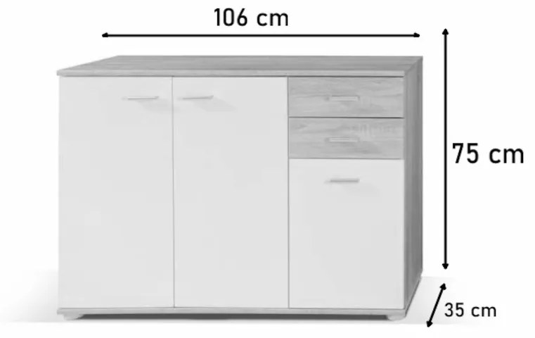 Komoda MIKE 1, 106x75x35, sonoma