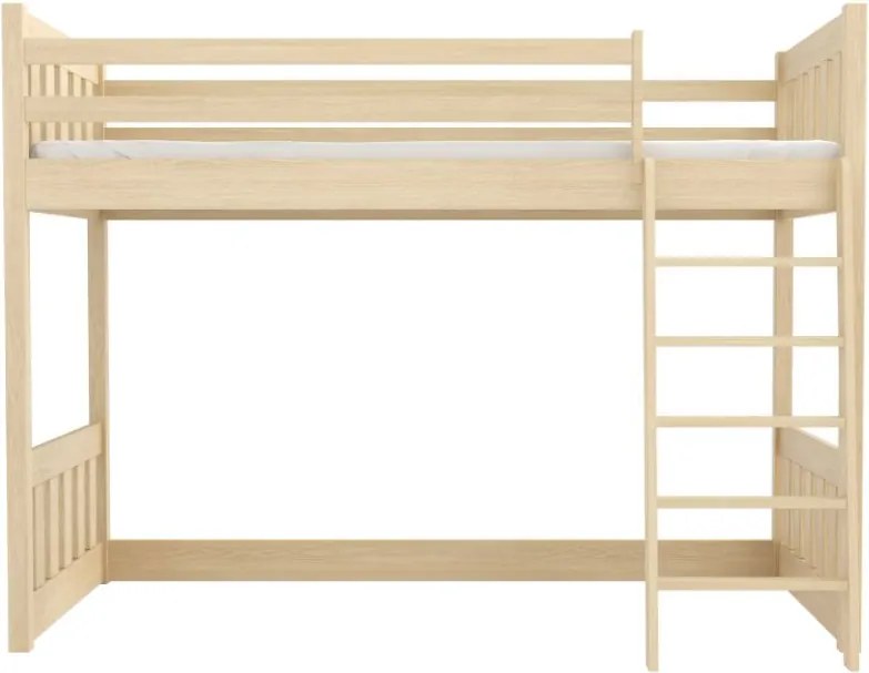 Detská vyvýšená posteľ z masívu borovice ALVIN - 200x90 cm - PRÍRODNÁ BOROVICA
