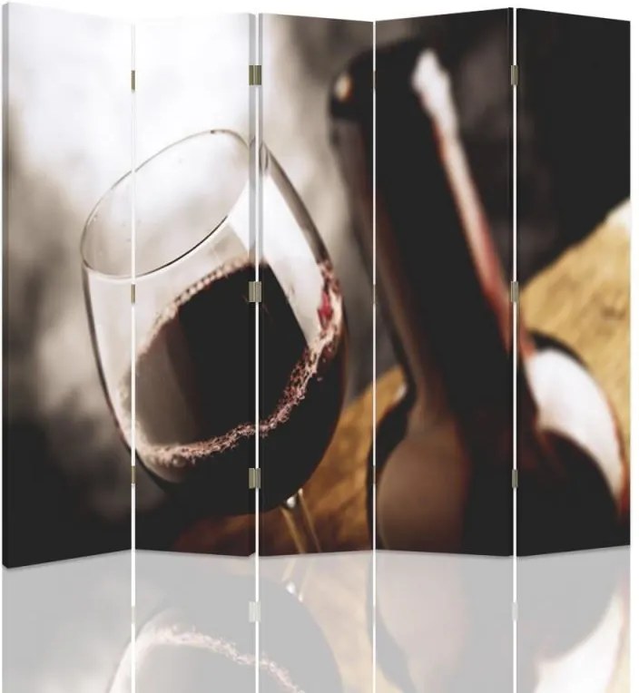 CARO Paraván - A Glass Of Wine 1 | päťdielny | obojstranný 180x150 cm