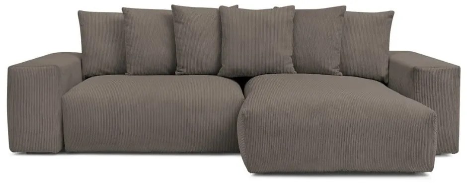 Taupe menčestrová rozkladacia/s úložným priestorom rohová pohovka Voltaire – Bobochic Paris