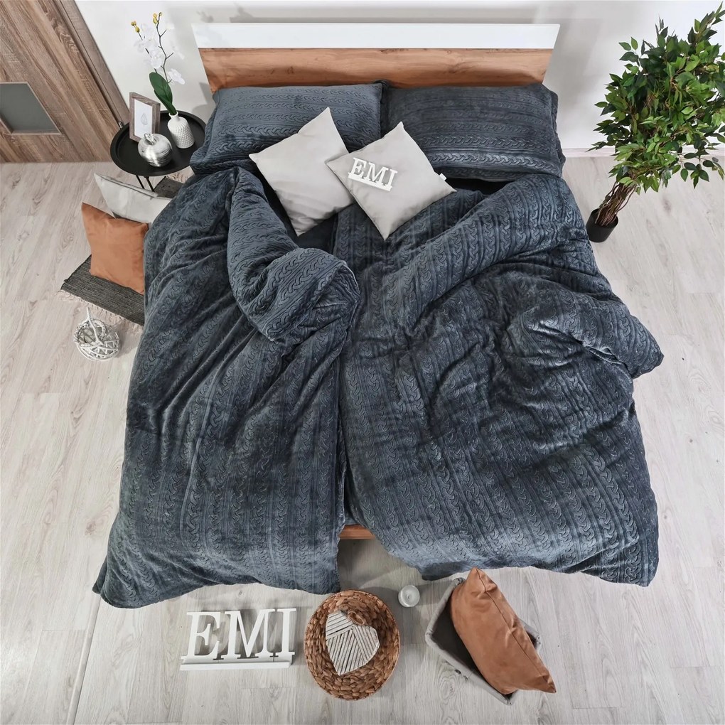 Obliečky z mikroplyšu Banu sivé EMI: Štandardný set jednolôžko obsahuje 1x 140x200 + 1x 70x90