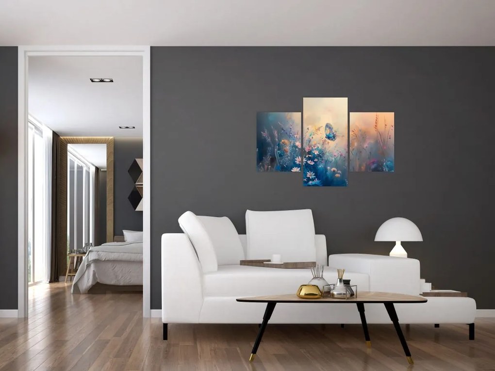 Obraz - Lúka s motýľom (90x60 cm)