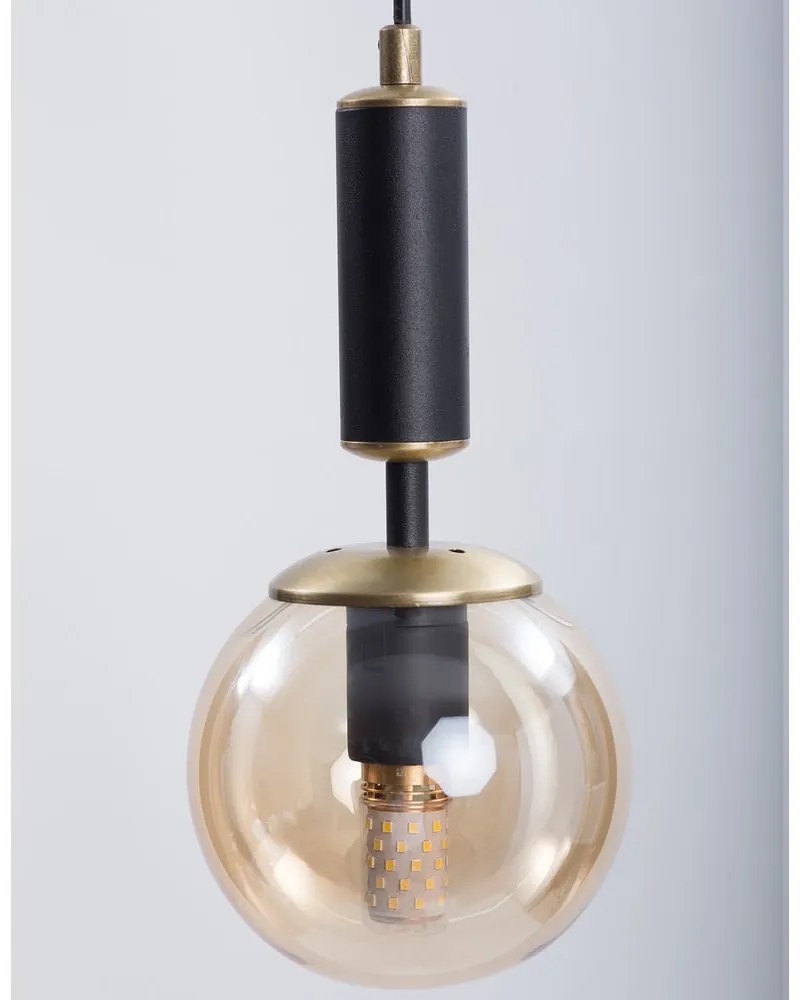 Žlté/čierne závesné svietidlo so skleneným tienidlom ø 15 cm Hector – Squid Lighting