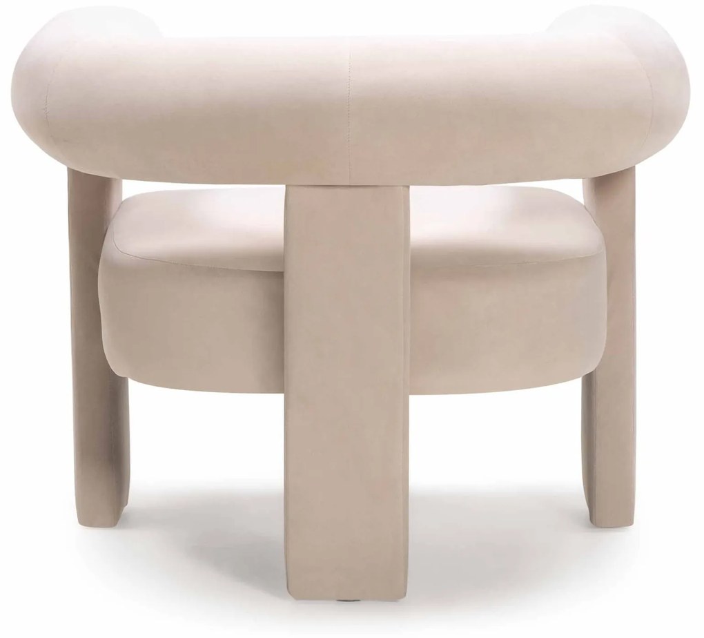 Designové sametové křeslo HELLA světle béžové