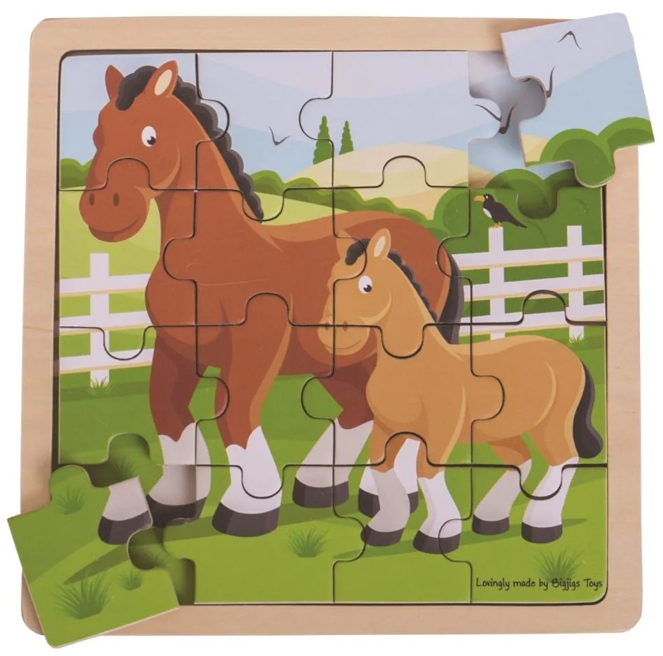 Bigjigs puzzle Kôň so žriebätkom
