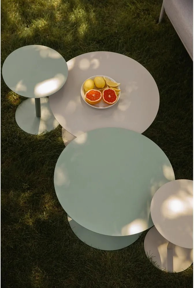 Krémový oceľový okrúhly konferenčný stolík ø 60 cm Snow – Zuiver