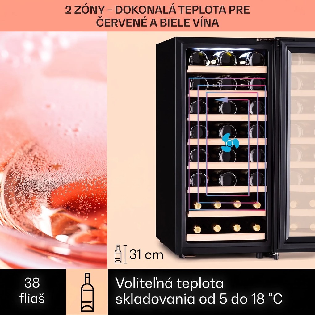 Klarstein Barossa 38 Uno vinotéka 1 zóna 94 l 38 fl dotykový displej