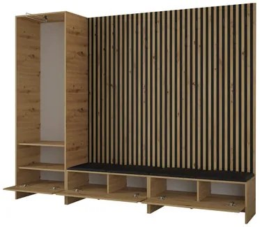 Predsieň Esmaldos VI (dub artisan + čierna + sivá) . Vlastná spoľahlivá doprava až k Vám domov. 1104723