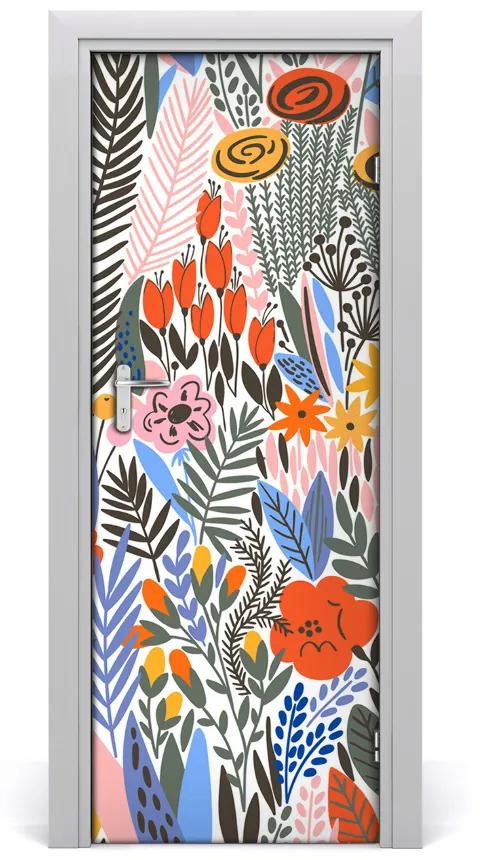 Samolepiace fototapety na dvere tropické kvety 75x205 cm