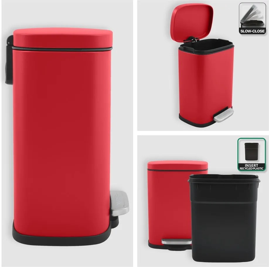 Červený nášľapný oceľový odpadkový kôš 5 l Akira – Spirella