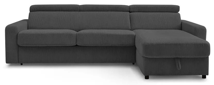 Tmavosivá menčestrová rozkladacia rohová pohovka (variabilná) Monaco – Bobochic Paris