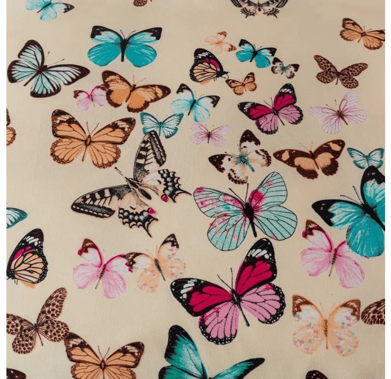 Flanelové obliečky z mikrovlákna VIVA BUTTERFLY krémové Rozmer obliečky: 70 x 90 cm | 140 x 200 cm