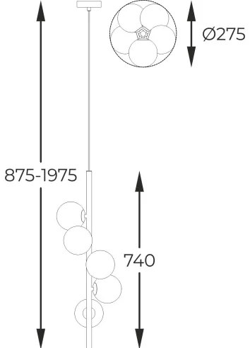 Zuma Line P0574-05E-F7AA - Luster na lanku ARCTURUS 5xG9/4W/230V zlatá