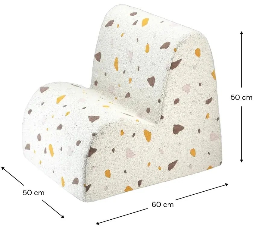 Biele detské kresielko z textílie buklé/ženilkové Terrazzo Cloud – Wigiwama