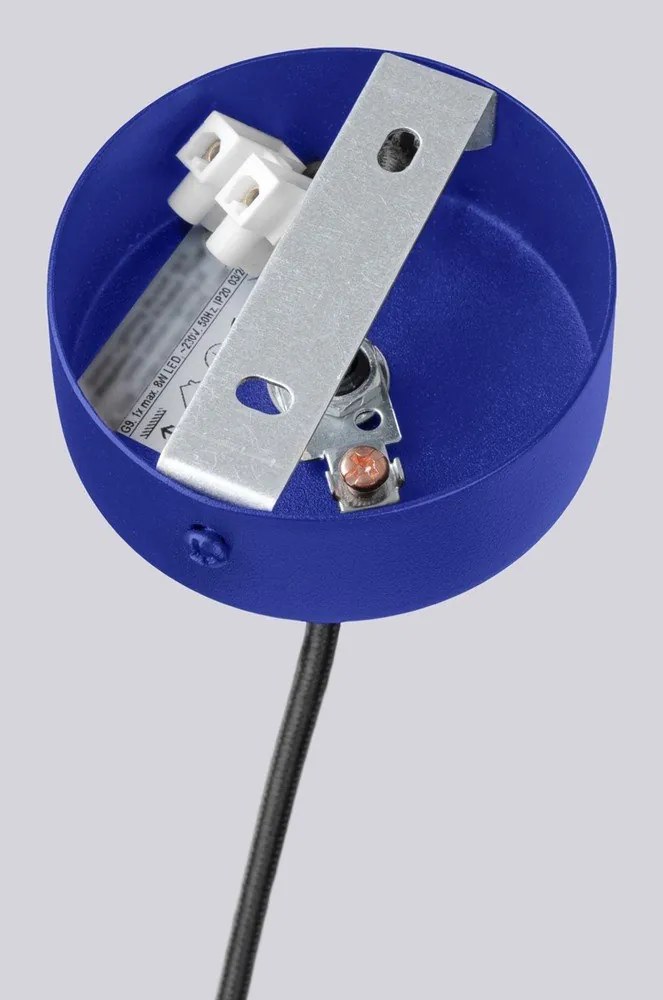 Modré závesné svietidlo so skleneným tienidlom Orbital – Sollux