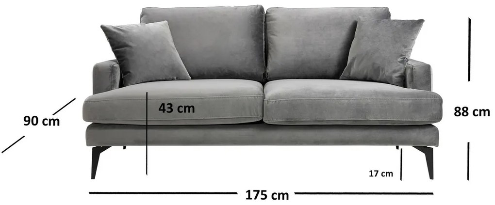 Pohovka Papira 2 sivá