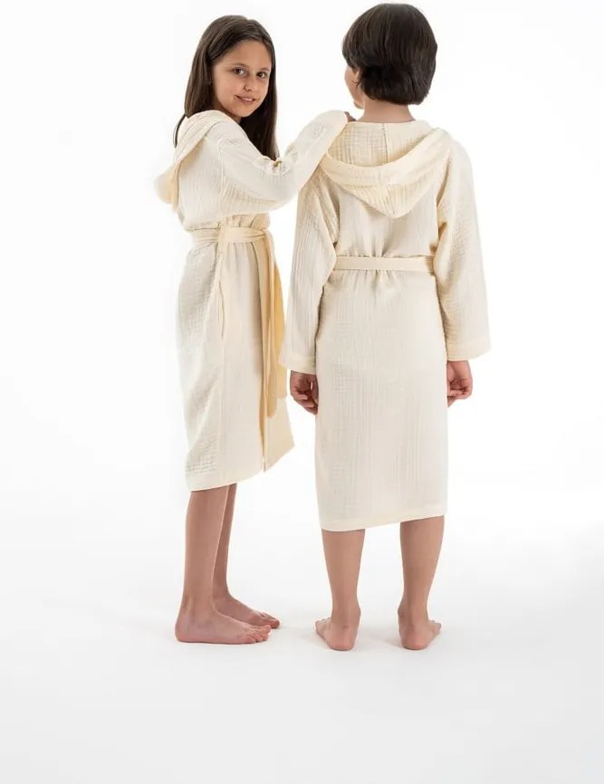 Krémový mušelínový detský župan veľkosť 9-10 rokov Muslin – Foutastic