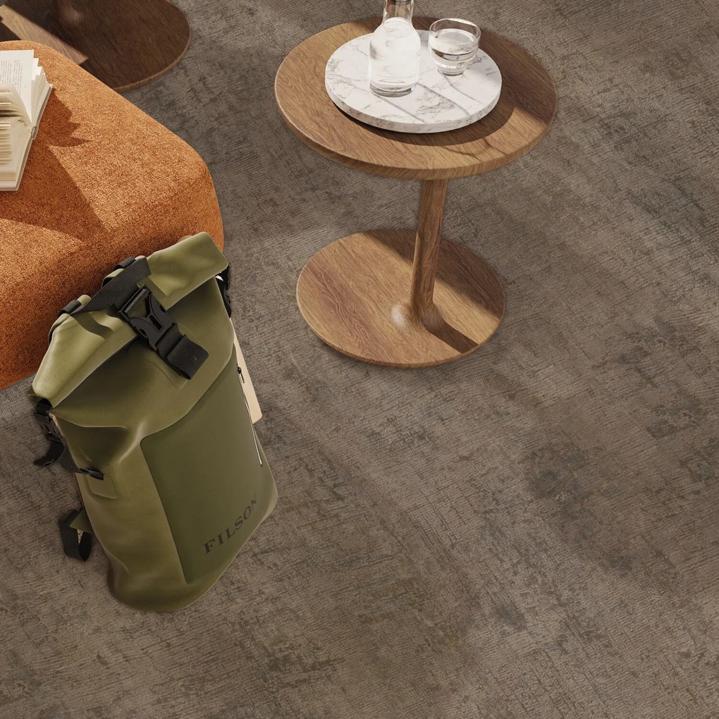 Gerflor, PVC podlaha - lino AladinTex Ultra 2219 Rough chocolate, na mieru, šíře 4m, hnedá, filc, chodba / predsieň