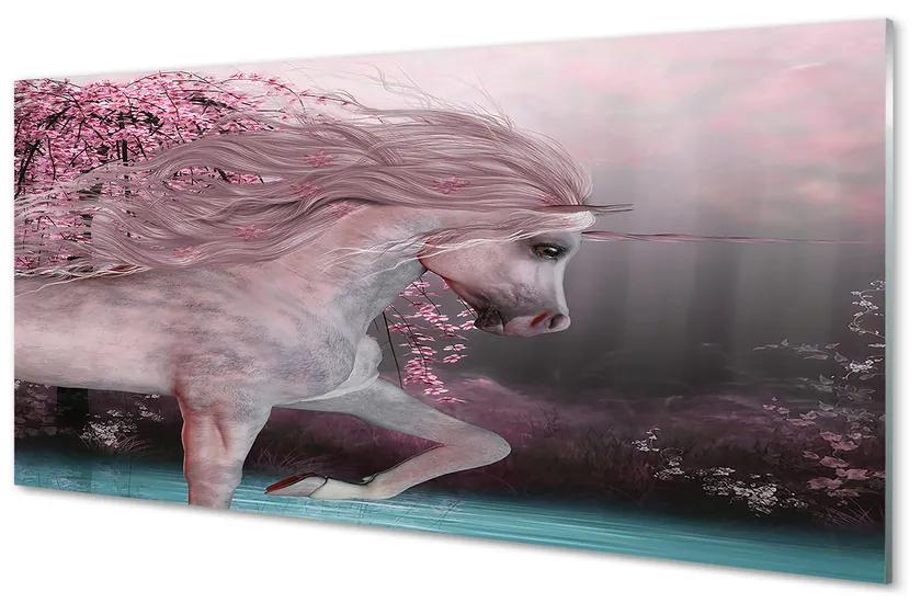 Obraz plexi Unicorn stromy jazero 140x70 cm