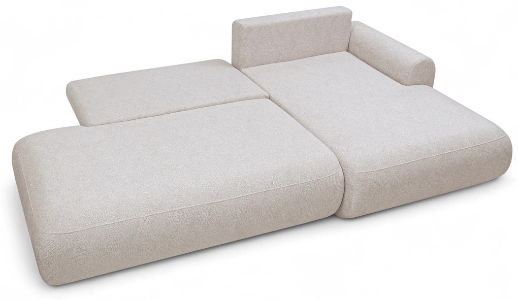 Rohová sedačka Lotulis L II s rozkladom pravostranná - krémová hydrofóbna pletenina Blur 01