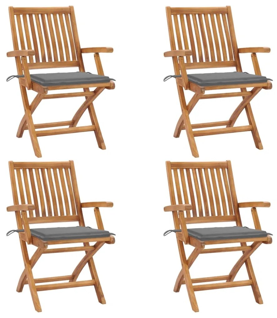 Skladacie záhradné stoličky s podložkami 4 ks tíkový masív 3072724