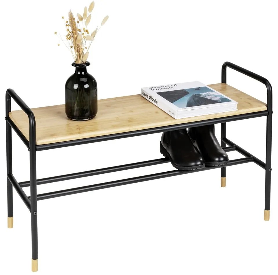 Čierna/prírodná kovová polička s lavicou Loft - Wenko