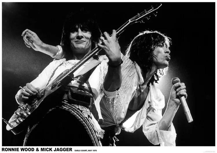 Plagát, Obraz - Mick Jagger and Ronnie Wood - Earls Court May 1976, (59.4 x 84.1 cm)