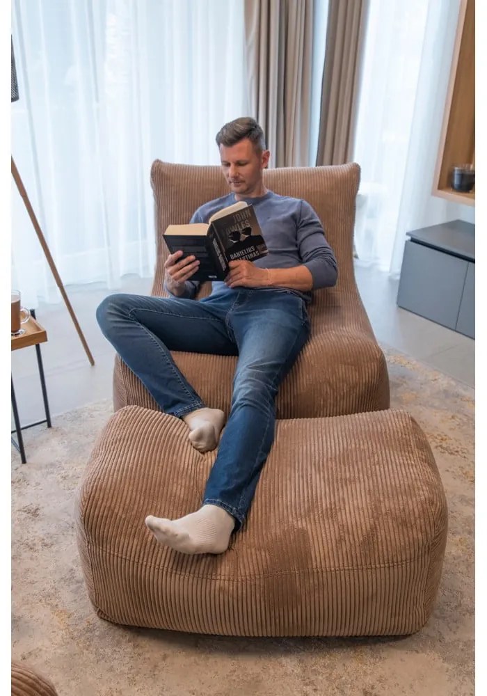 Tmavohnedý menčestrový sedací vak Plus 100 Lounge – SLOWDOWN