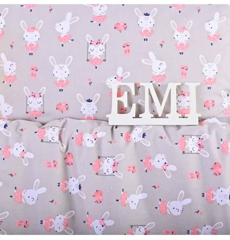 Obliečky detské bavlnené Zajačiky EMI, Detský set 90x130 + 45x65