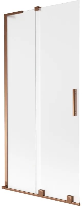 Mexen Velar L, 2-krídlová posuvná vaňová zástena 90 x 150 cm, 8mm sklo námraza, ružové zlato, 896-090-003-31-60
