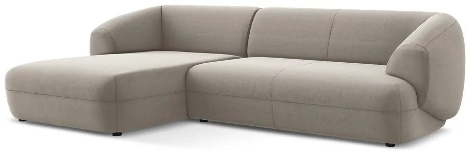 Béžová zamatová rohová pohovka (ľavý roh) Moana – Makamii