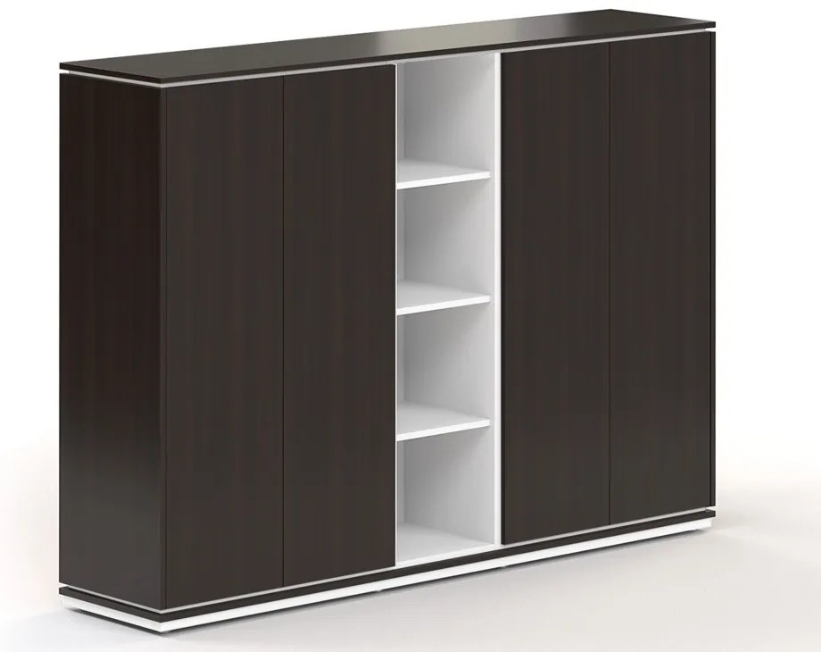 Vysoká skriňa Creator 202,2 x 44,5 x 150,7 cm, biela / wenge