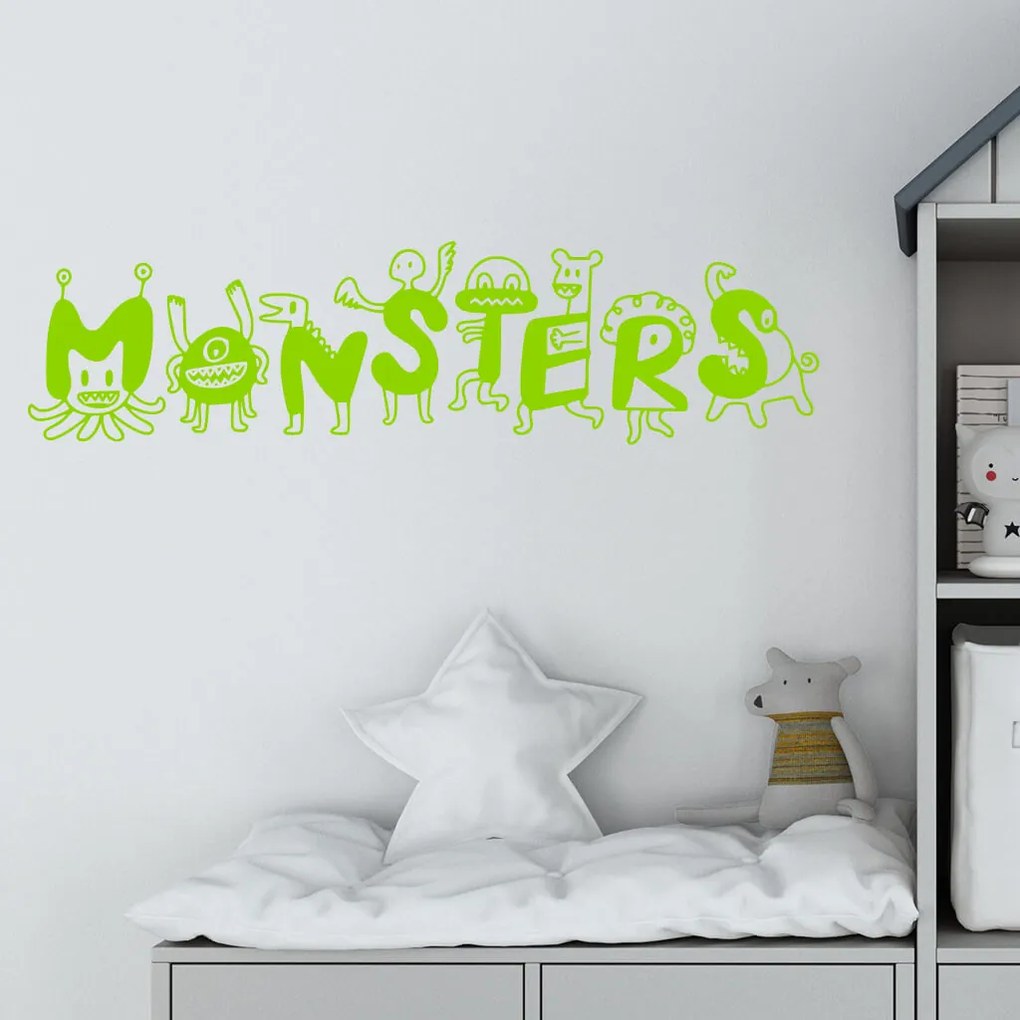 Veselá Stena Samolepka Monsters Farba: žlutá, Veľkosť: 40 x 11 cm