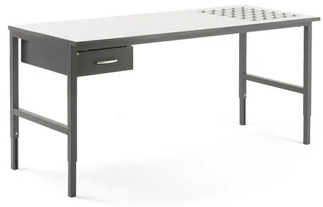 Dielenský stôl Cargo s valčekmi, 2000x750 mm, 1 zásuvka